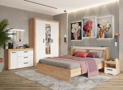 Спальня модульная Адель, дуб крафт золотой + белый